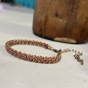 CHAN LUU braided pink / gold chain bracelet
